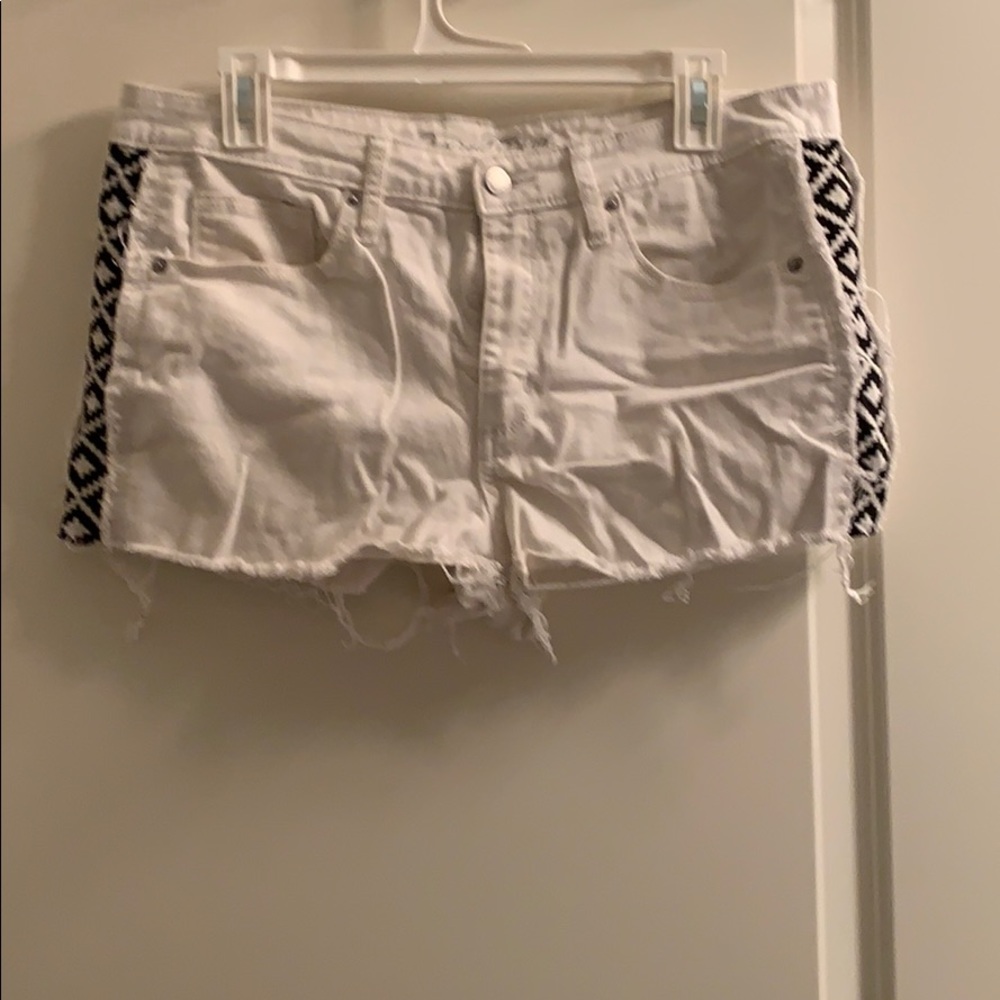 Black and white jean shorts